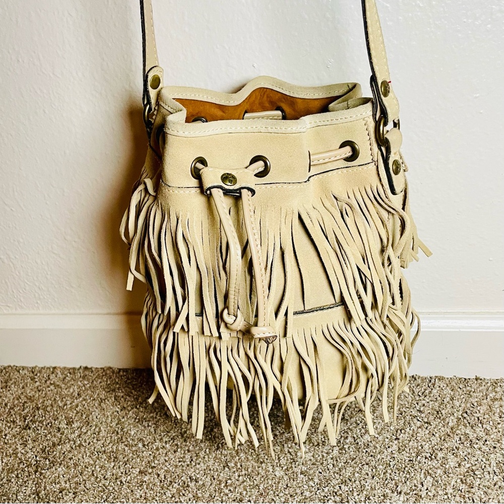Patricia Nash Cream Fringe Crossbody Bag